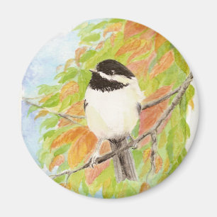 Aimant Chickadee Automne Oiseau Automne Couleur de l'aima