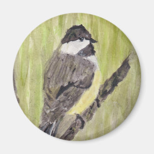 Aimant Chickadee Bird - peinture acrylique.