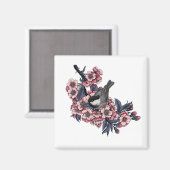 Aimant Chickadee on a blooming cherry branch (Recto/Verso)
