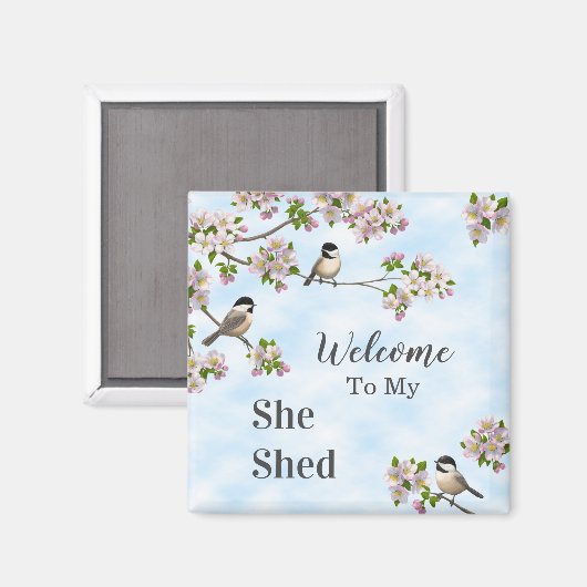 Aimant Chickadees & Apple Blossoms She Shed Personalize (Recto/Verso)
