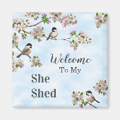 Aimant Chickadees & Apple Blossoms She Shed Personalize (Devant)