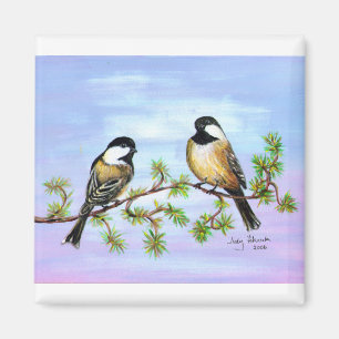 Aimant Chickadees couverts par noir
