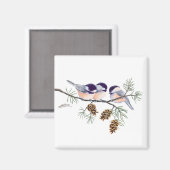 Aimant CHICKADEES & PINECONES par SHARON SHARPE (Recto/Verso)
