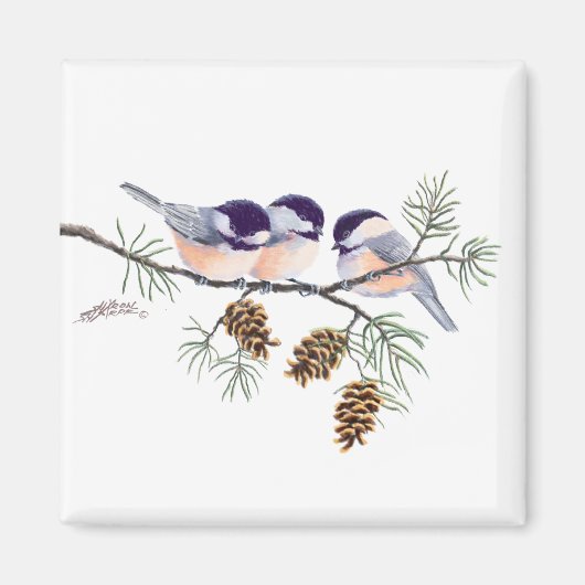 Aimant CHICKADEES & PINECONES par SHARON SHARPE (Devant)