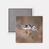 Aimant CHICKADEES & PINECONES par SHARON SHARPE (Recto/Verso)