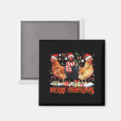 Aimant Chicken Christmas Merry Chickmas Santa Claus Hat F (Recto/Verso)