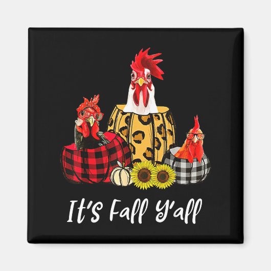 Aimant Chicken It's Fall Y'all Leopard Pumpkin Autumn Tha (Devant)