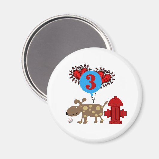 Aimant Chien 3e anniversaire (Recto/Verso)