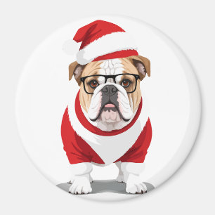 Aimant Chien À Balle Anglais En Costume Père Noël Adorabl
