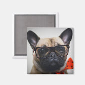 Aimant Chien À Balle Français Avec Lunettes Et Cravate À (Recto/Verso)