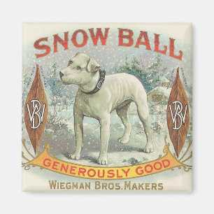 Aimant Chien à boule de neige vintage