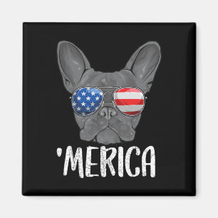 Aimant Chien à chien français 4 juillet Drapeau américain
