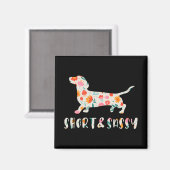 Aimant Chien à fleurs court et sassy Dachshund (Recto/Verso)