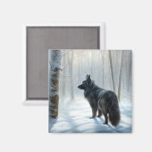 Aimant Chien à neiger belge Noël (Recto/Verso)