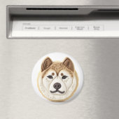 Aimant Chien Akita Inspiré 3D (In Situ (Lave-vaisselle))