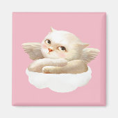 Aimant Chien angélique et chat sur Cloud (Devant)