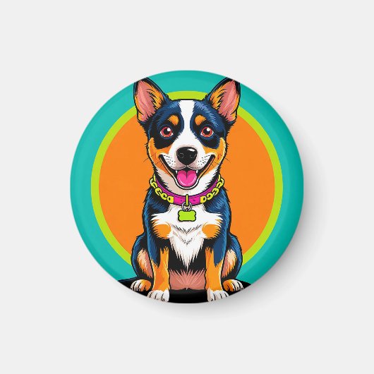 Aimant Chien animé mignon avec collier (Devant)