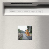 Aimant Chien assis à la gare (In Situ (Lave-vaisselle))