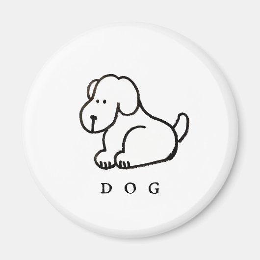 Aimant Chien assis dessin animé drôle (Devant)