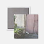 Aimant Chien assis devant des portes closes (Recto/Verso)