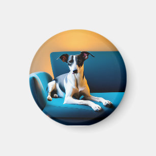 Aimant Chien assis sur une chaise