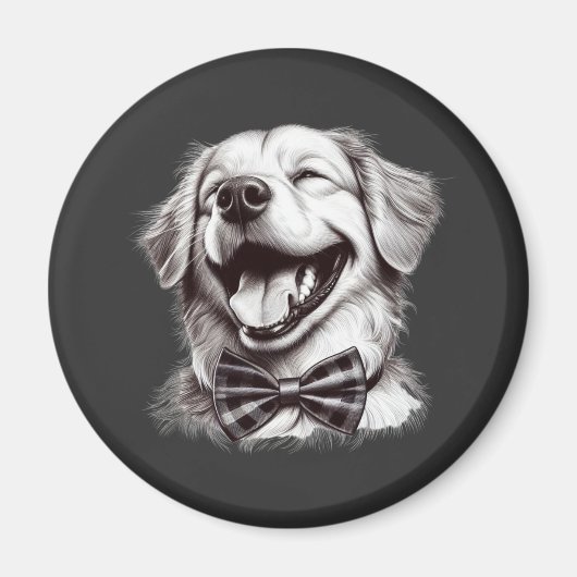 Aimant chien avec cravate arc rire (Devant)