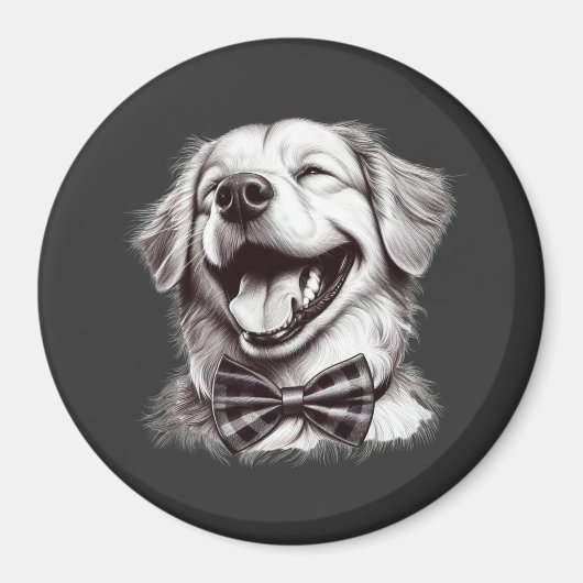 Aimant chien avec cravate arc rire (Devant)