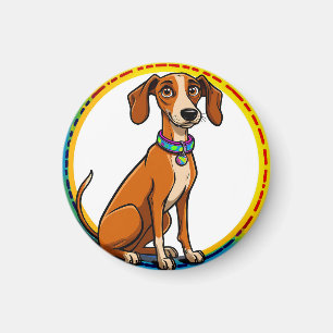 Aimant Chien avec un collier coloré à l'intérieur d'un ce