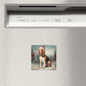 Aimant Chien beagle à Noël de neige (In Situ (Lave-vaisselle))