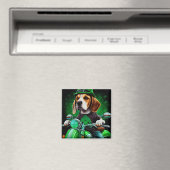 Aimant Chien Beagle conduisant un vélo la Saint-Patrick (In Situ (Lave-vaisselle))