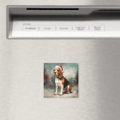 Aimant Chien Beagle dans la neige de Noël (In Situ (Lave-vaisselle))