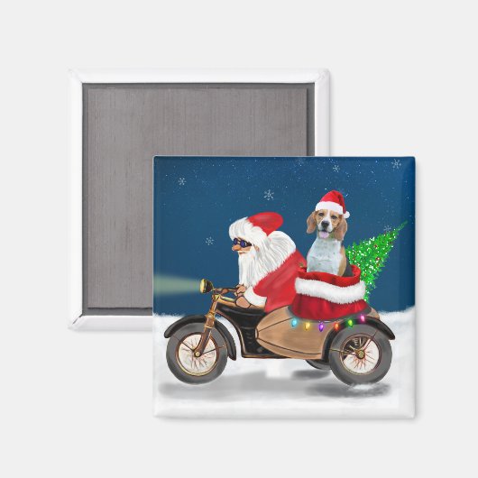 Aimant Chien beagle Noël Père Noël (Recto/Verso)
