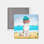 Aimant Chien beagle Sur La Plage (Recto/Verso)