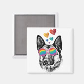 Aimant Chien berger allemand avec coeur Saint-Valentin (Recto/Verso)