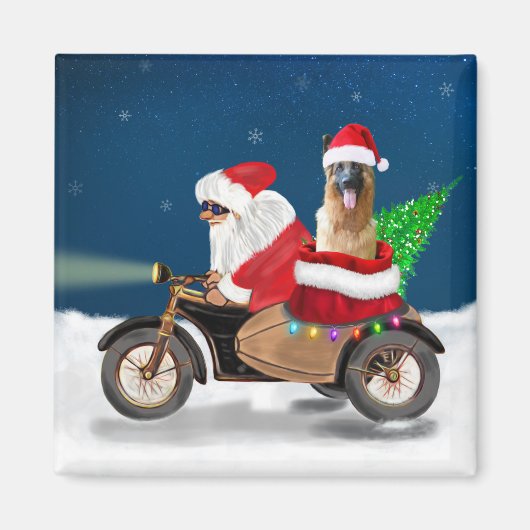 Aimant Chien berger allemand Noël Père Noël (Devant)