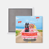 Aimant Chien berger allemand Saint Valentin Coeurs de cam (Recto/Verso)