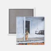 Aimant Chien berger allemand sur le porche (Recto/Verso)