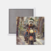 Aimant Chien Bernedoodle à moto Noël (Recto/Verso)