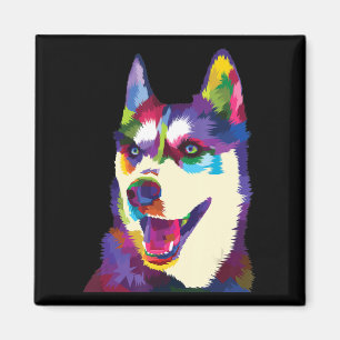 Aimant Chien blanc coloré pop style art présent