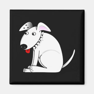 Aimant Chien Blanc de Dessin Animé Mignon, Collier, Noir