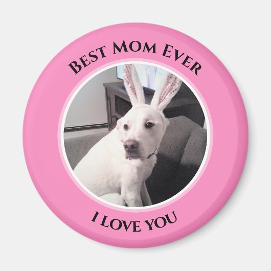 Aimant Chien blanc sucré avec lapin de Pâques Oreilles Ma (Devant)