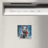 Aimant Chien Blue Heeler dans la neige de Noël (In Situ (Lave-vaisselle))