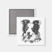 Aimant Chien Border Collie - Amoureux d'Aussie (Recto/Verso)