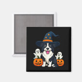 Aimant Chien Border Collie Noir Et Blanc Fantômes Hallowe (Recto/Verso)