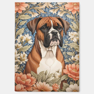 Aimant Chien Boxer Élégant Inspiré de William Morris