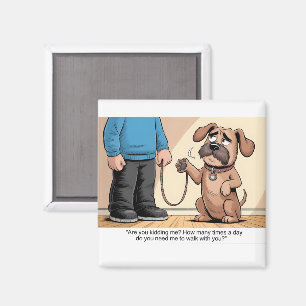 Aimant Chien Brun Grincheux Dessin Animé Drôle de Marche