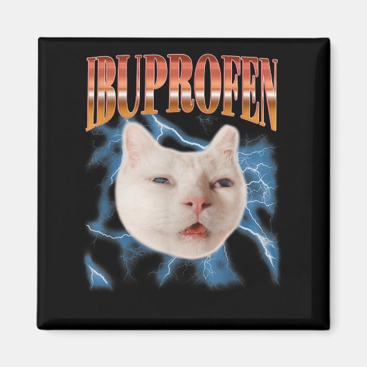 Aimant Chien Chat Ibuprofène Mignon Rétro Graphique Mème (Devant)