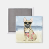 Aimant Chien chaud | Chiot En Lunettes De Soleil À La Pla (Recto/Verso)