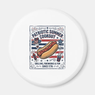 Aimant Chien Chaud Patriotique Barbecue Vintage