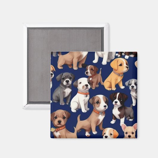 Aimant Chien Chien Chien bleu de la marine Design Motif (Recto/Verso)